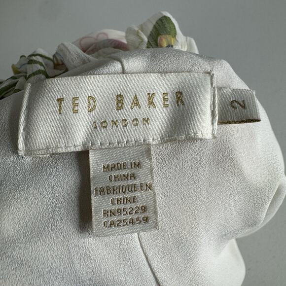 Ted Baker Bellona Tiered Trapeze Mini Dress Women 2 Cream Pastel Floral Babydoll - Picture 8 of 14